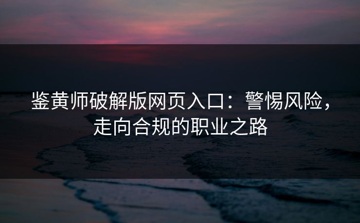 鉴黄师破解版网页入口：警惕风险，走向合规的职业之路