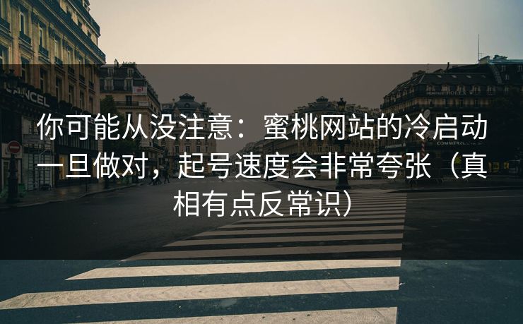 你可能从没注意:蜜桃网站的冷启动一旦做对,起号速度会非常夸张(真相有点反常识)
