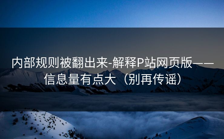 内部规则被翻出来-解释P站网页版——信息量有点大(别再传谣)